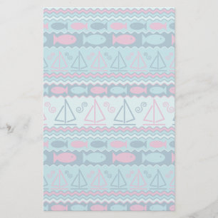 Super Fun Fish and Sailboat Pattern Briefpapier