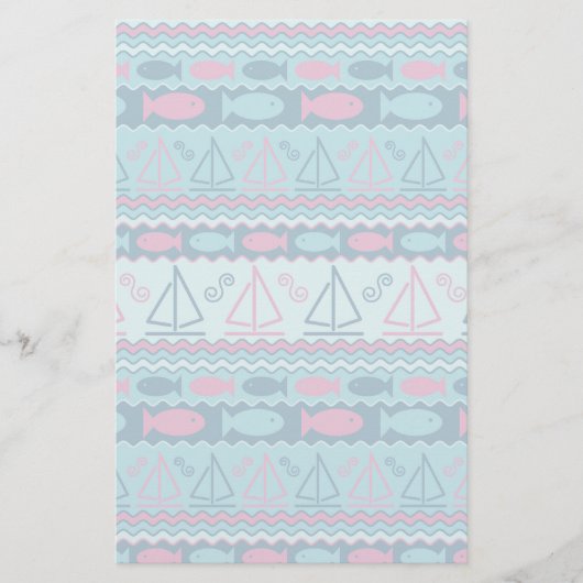 Super Fun Fish and Sailboat Pattern Briefpapier (Voorkant)