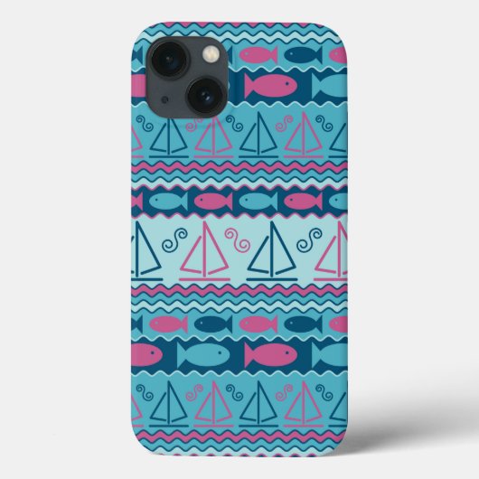 Super Fun Fish and Sailboat Pattern Case-Mate iPhone Case (Achterkant)