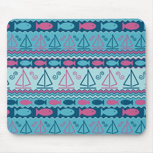 Super Fun Fish and Sailboat Pattern Muismat (Voorkant)