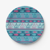 Super Fun Fish and Sailboat Pattern Papieren Bordje (Voorkant)
