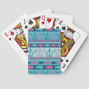 Super Fun Fish and Sailboat Pattern Speelkaarten