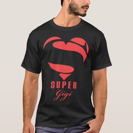 Super Gigi Superheld T Shirt Gift Moeder vader Da (Voorkant)