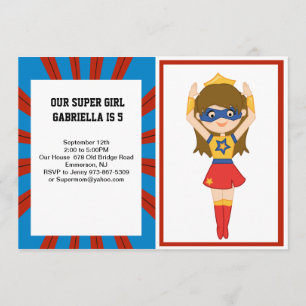 Super Girl Hero Birthday Uitnodiging
