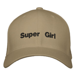 Super Girl Khaki Kleur Flexfit Wol Meisjes tekst Geborduurde Pet