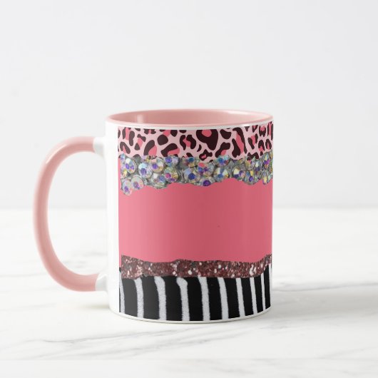 Super Girly Pink Glitter Exotic Leopard Print Mok (Links)
