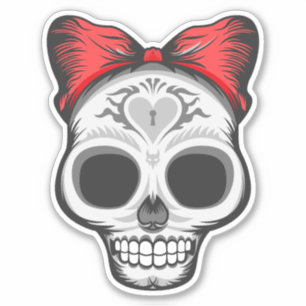 Super Girly Sugar Skull Sticker
