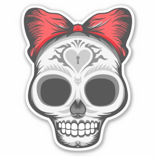 Super Girly Sugar Skull Sticker (Voorkant)