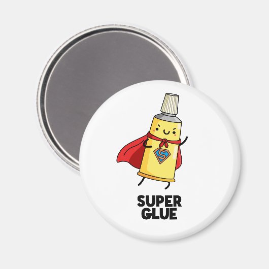 Super Glue Funny Super Hero Pun Magneet (Voorkant / Achterkant)