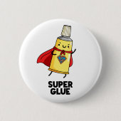 Super Glue Funny Super Hero Pun Ronde Button 5,7 Cm (Voorkant)