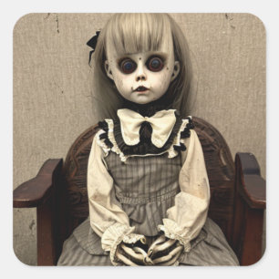 Super griezelig spookachtig oud Antiek pop hallowe Vierkante Sticker