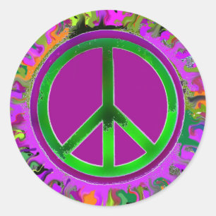 SUPER Groovy Peace Sign Ronde Sticker