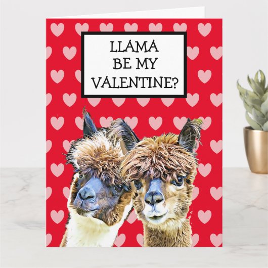 Super Grote Lama, wees mijn Valentijn? Ik hou heel Kaart (Kleine Plant)