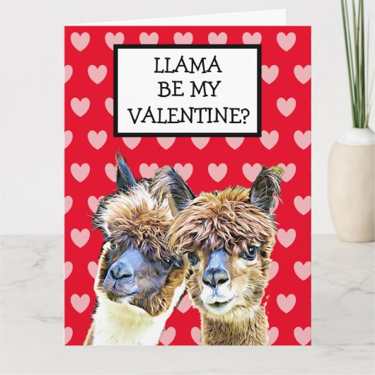 Super Grote Lama, wees mijn Valentijn? Ik hou heel Kaart (Voorkant)