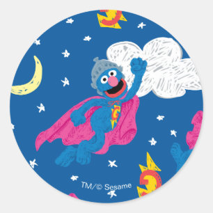 Super Grover 2.0 Night Sky Patroon Ronde Sticker