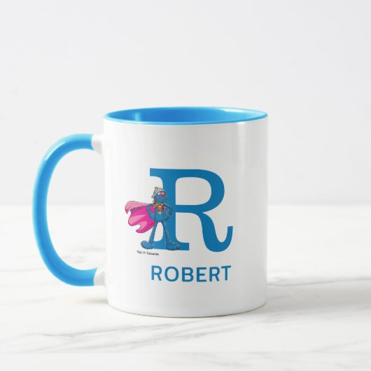 Super Grover Jouw naam en monogram R toevoegen Mok (Links)