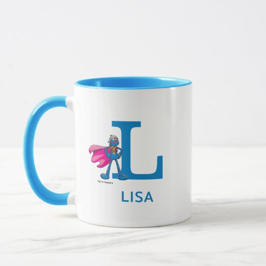 Super Grover Jouw naam & Monogram L toevoegen Mok (Links)