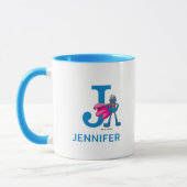 Super Grover Voeg Jouw naam & Monogram J toe Mok (Links)