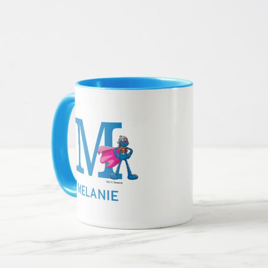 Super Grover Voeg Jouw naam & Monogram M Mok (Voorkant links)