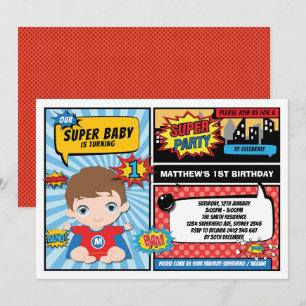 Super Hero 1e verjaardag Superhero Comics Party Kaart
