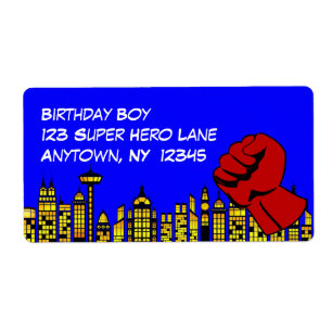 Super Hero Birthday Party - grote labels