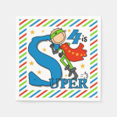 Super Hero Boy 4e Verjaardag Papieren servetten (Voorkant)