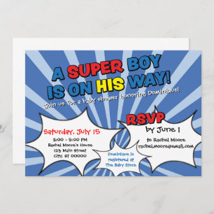 Super Hero Boy Baby shower Invitation Kaart
