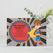 Super Hero Boys Birthday Uitnodiging (Staand voorkant)