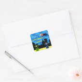 Super Hero Boys Bithday Party Vierkante Sticker (Envelop)