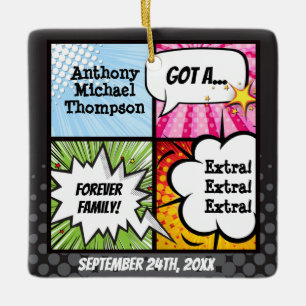 Super Hero Comic Book Adoption, Family Gift Keramisch Ornament