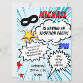 Super Hero Comic Book Adoption Party Kaart (Voorkant)