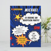 Super Hero Comic Book Adoption Party Kaart (Staand voorkant)