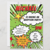 Super Hero Comic Book Adoption Party Kaart (Voorkant)