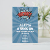 Super Hero Comic Boy Verjaardagsfeestuitnodiging Kaart (Staand voorkant)