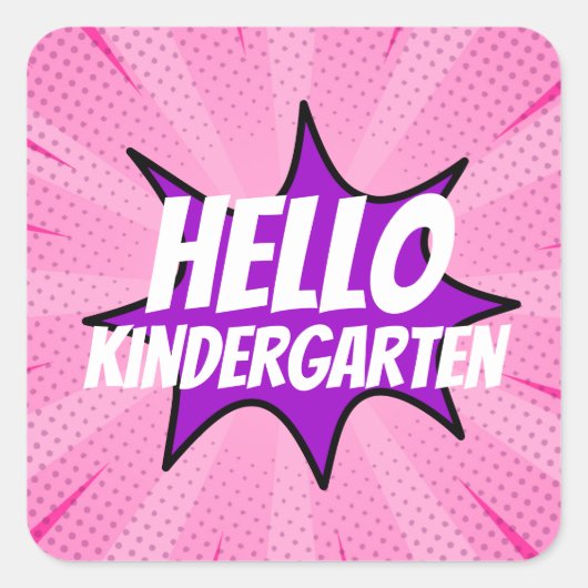 Super Hero Comic Eerste dag van school aangepaste  Vierkante Sticker (Voorkant)