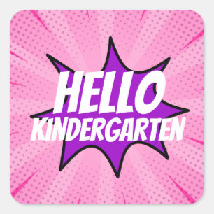Super Hero Comic Eerste dag van school aangepaste Vierkante Sticker