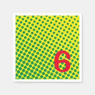 Super Hero Comics Kleurrijke Groene Gele Stippen A Servet