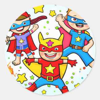 Super Hero Kinder Thmed Birthday Party Sticker