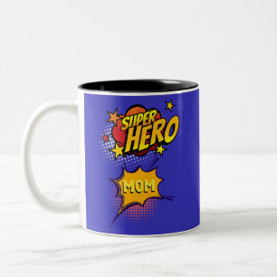 Super Hero Moeder Comic Book Stijl Tweekleurige Koffiemok