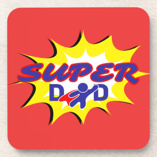 Super Hero Papa Stripboek Vaderdag Bier Onderzetter