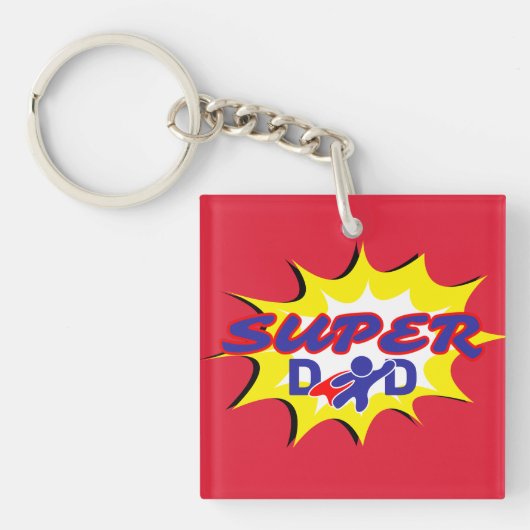 Super Hero Papa Stripboek Vaderdag Sleutelhanger (Voorkant)