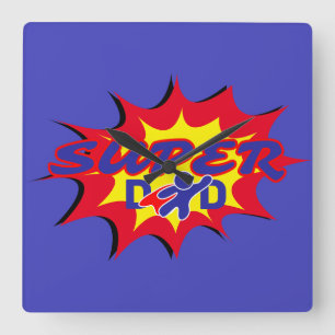 Super Hero Papa Stripboek Vaderdag Vierkante Klok