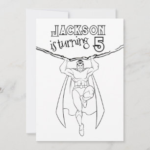 Super Hero Party Invite kleuren in kleur Kaart