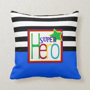 Super Hero Pillow Blauw, zwart, rood, groen Kussen