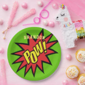 Super Hero Pow Aangepaste kleur Aangepast Papieren Bordje (Feest)