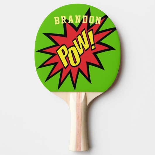 Super Hero Pow Aangepaste kleur Aangepast Tafeltennisbatje (Voorkant)