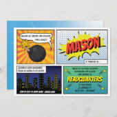 Super Heroes en Villains Kind Birthday Party Kaart (Voorkant / Achterkant)