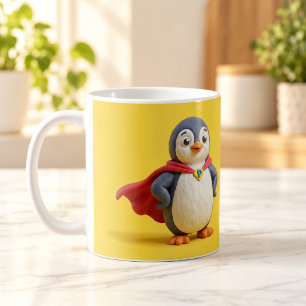 Super Héros Pingouin Mignon Mug en Cartoon Clay