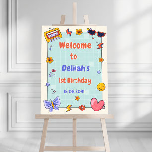 Super Hippie Retro Anniversaire Affiche de bienven