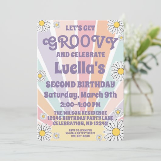 Super Hippy Sun & Daisy Girls Invitation Anniversa (Debout devant)